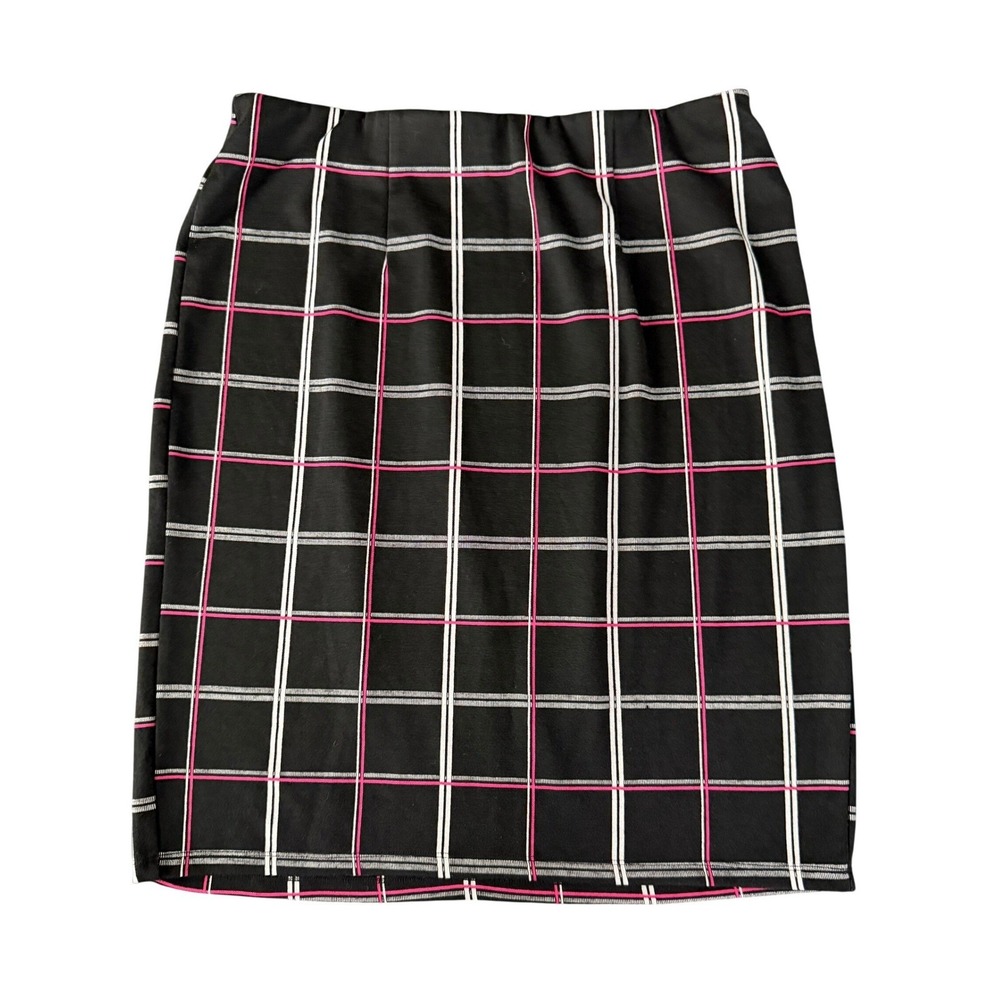Cato Black Pink Plaid Skirt Knee Length Size 14 16 Career Professional Office